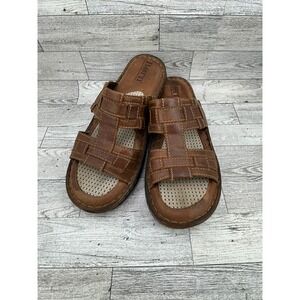 Born Leather Strappy Comfort Sandals Women‎ Size US 9 EU 40.5 Brown Woven
